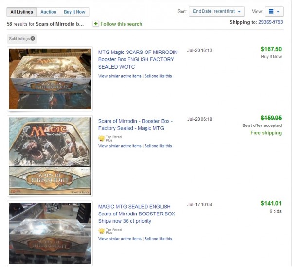 scards of mirrodin booster boxes sold